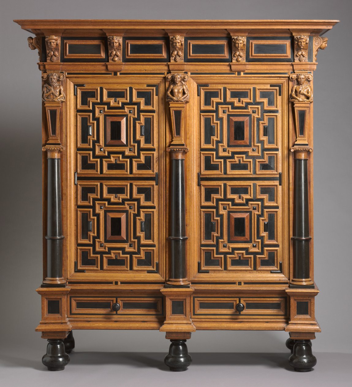 Szafa (Kast), wykonana w Holandii, ok. 1625-1650 (dąb z fornirem hebanowym i palisandrowym) autorstwa Dutch School