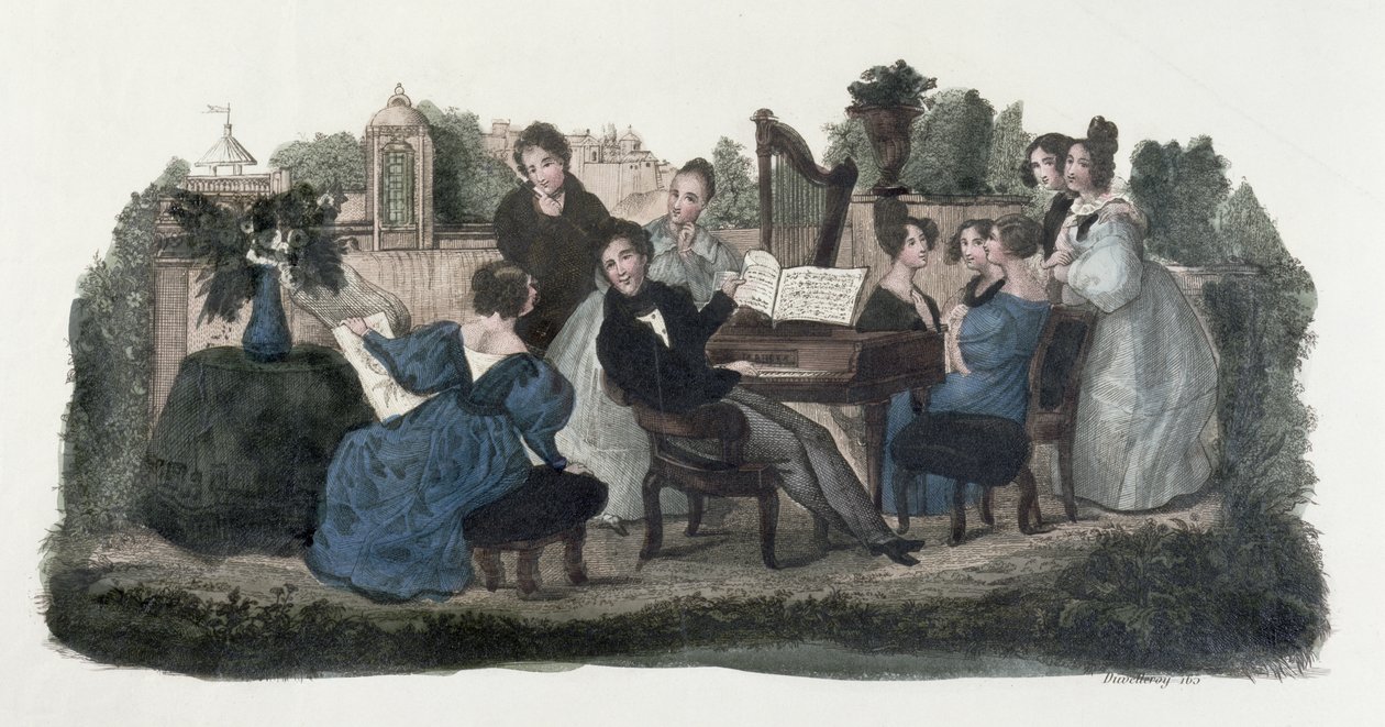 Spotkanie muzyczne w ogrodzie, ok.1830 autorstwa Duvelleroy