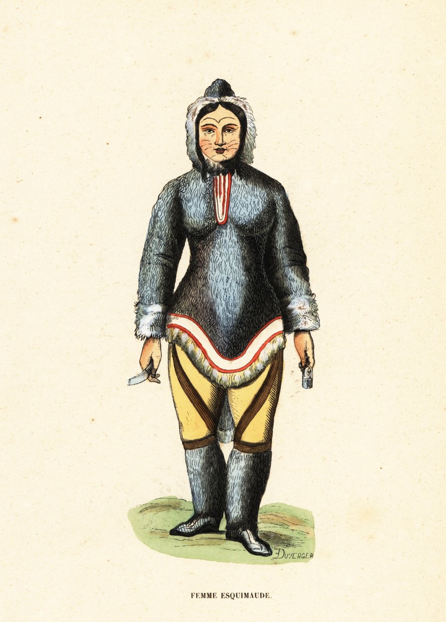 Inuitka z tatuażami na twarzy, Mackenzie River, Yukon, Kanada autorstwa Duverger Duverger