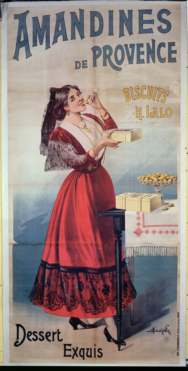Plakat reklamujący Amandines de Provence, francuskie ciasteczka autorstwa Duzolle