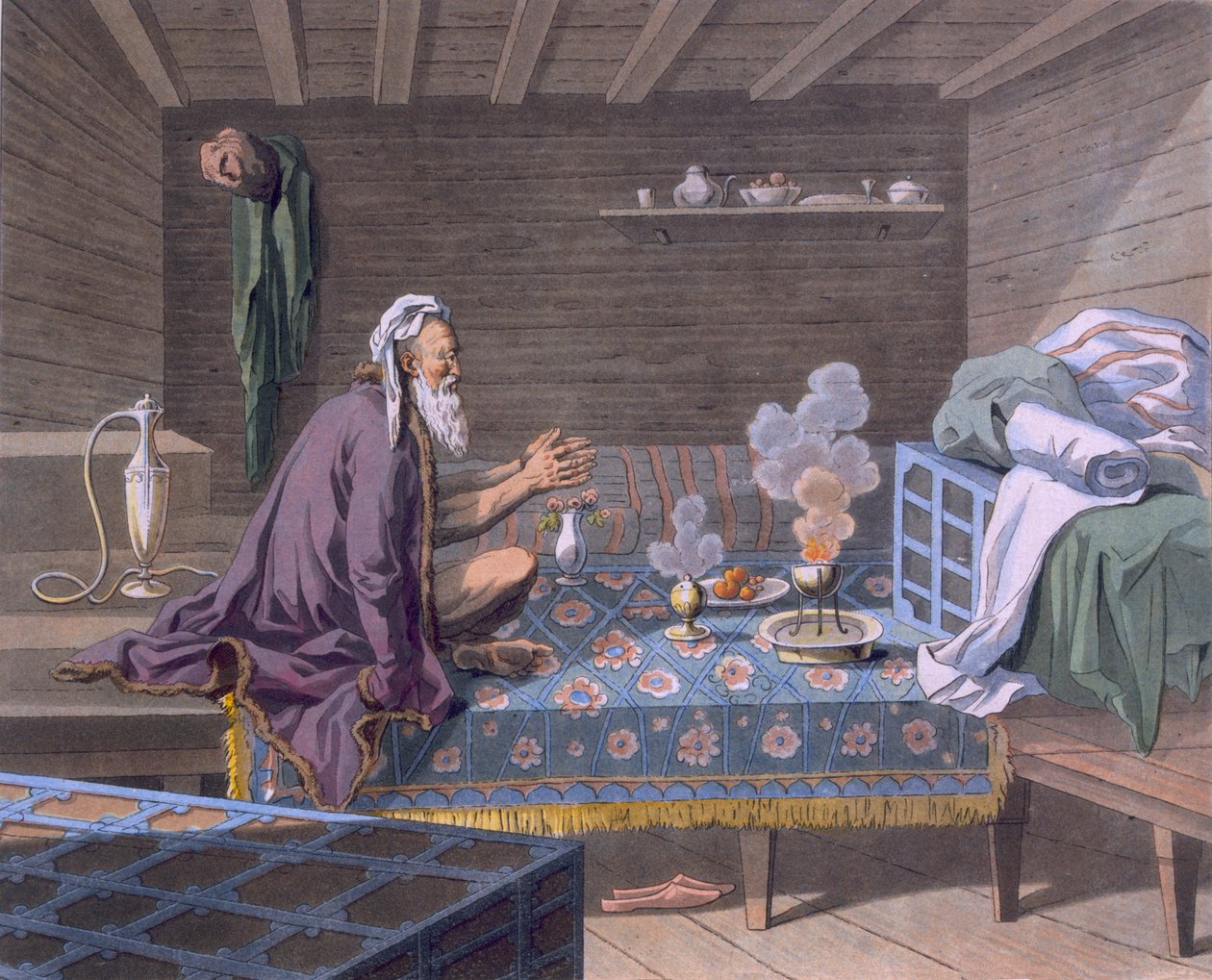 Pers odmawiający poranne modlitwy, 1812-13 autorstwa E. Karnejeff