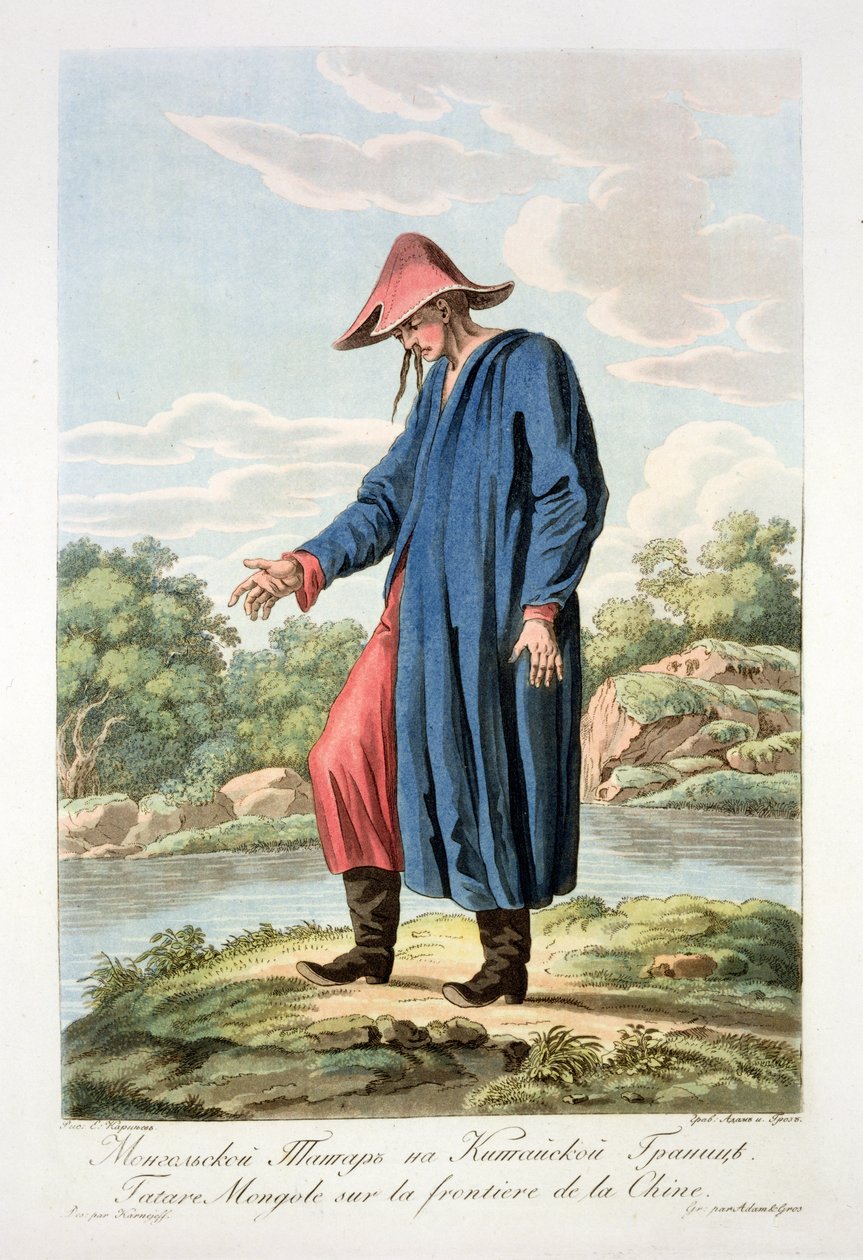 Tatar mongolski na granicy chińskiej, ryty przez Victora Adama (1801-66) i Gros autorstwa E. Karnejeff