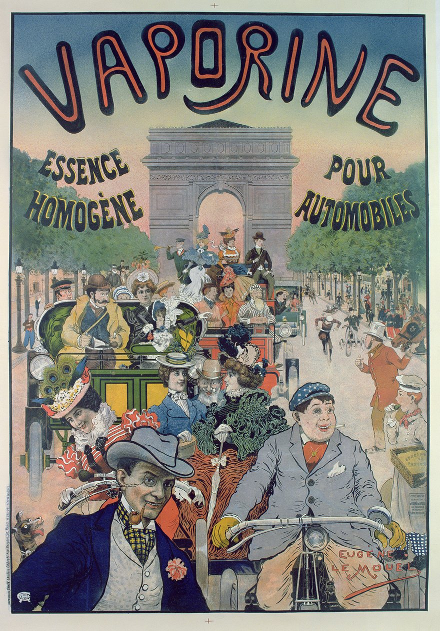 Plakat reklamujący olej napędowy Vaporine color litho autorstwa E. Le Mouel