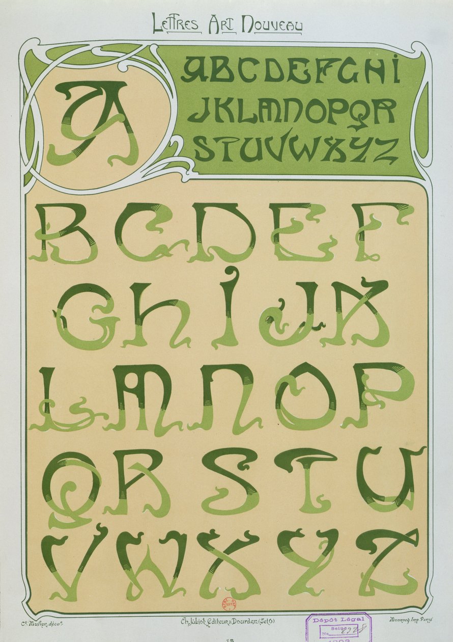 Alfabet „secesyjny”. 1903 autorstwa E. Mulier