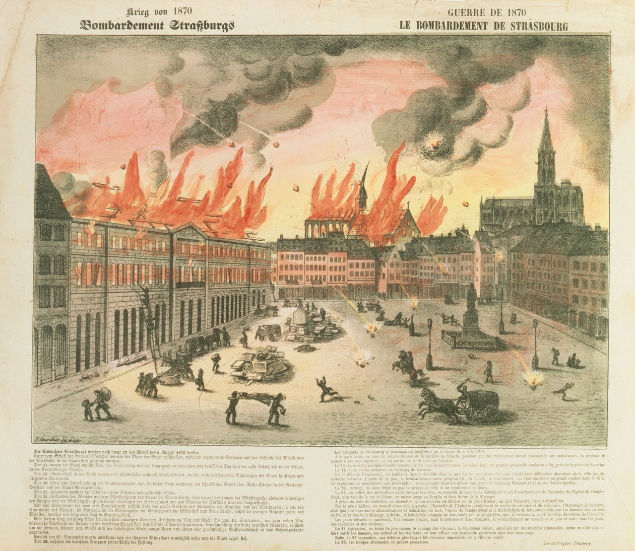 Bombardowanie Strasburga, 24-27 sierpnia 1870, oddziały z Baden pod dowództwem generała von Werdera, wyd. Ch. Kreyder, Strasburg, 1870 autorstwa E. Oberthur