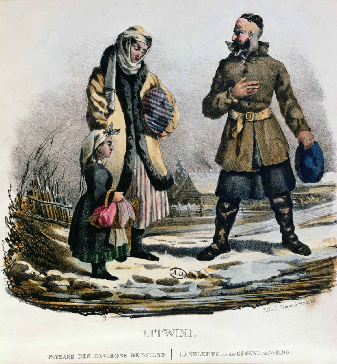 Chłopi litewscy z Wileńszczyzny, ok. 1830-40 autorstwa E. Simon