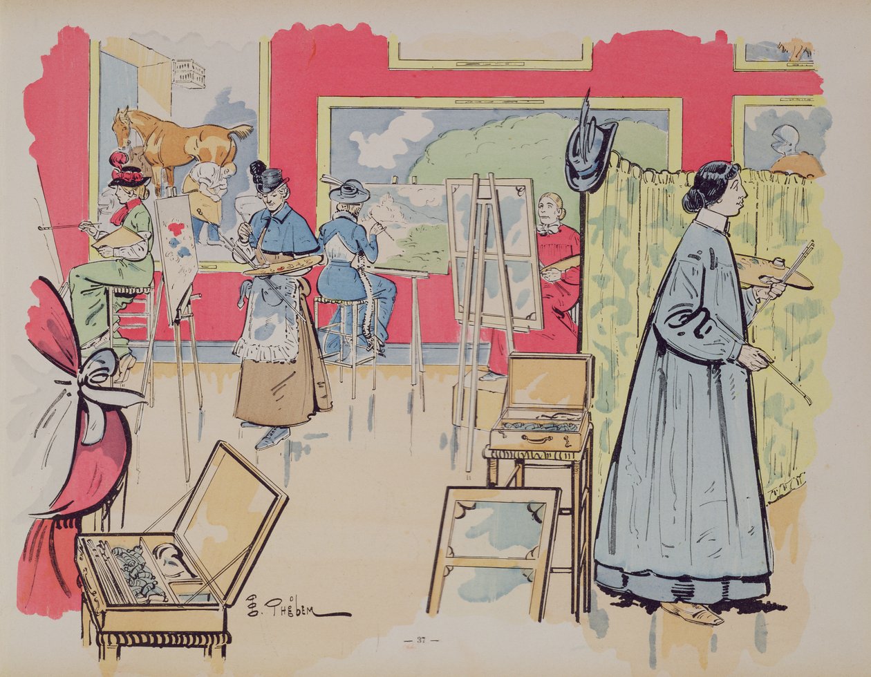 Panie uczęszczające na zajęcia z malarstwa, 1902 autorstwa E. Thelem