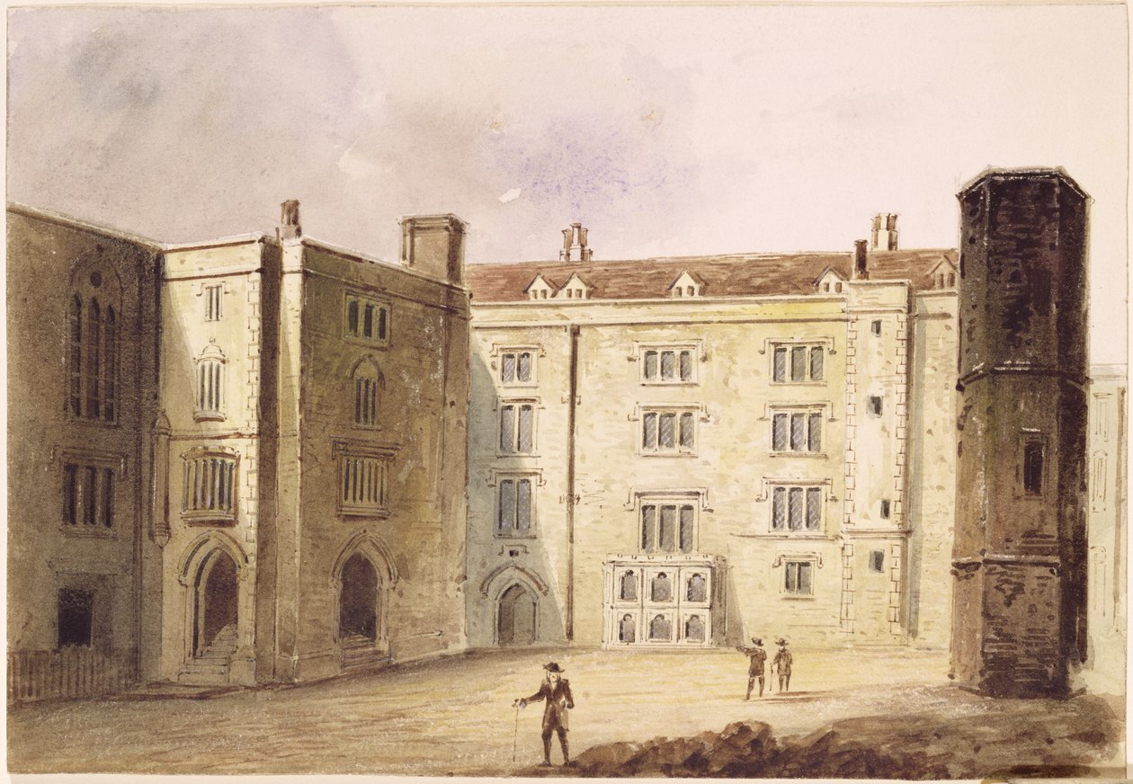 Dziedziniec pałacu Bridewell, ok. 1880 (wc na papierze) autorstwa E.H. Maund