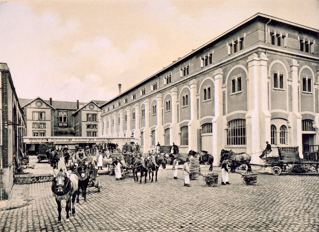 Wozy do przewozu szampana, z "Le France Vinicole", rycina B. Arnaud, wyd. Moet und Chandon, Epernay (fotolitografia) autorstwa E.M. Choque