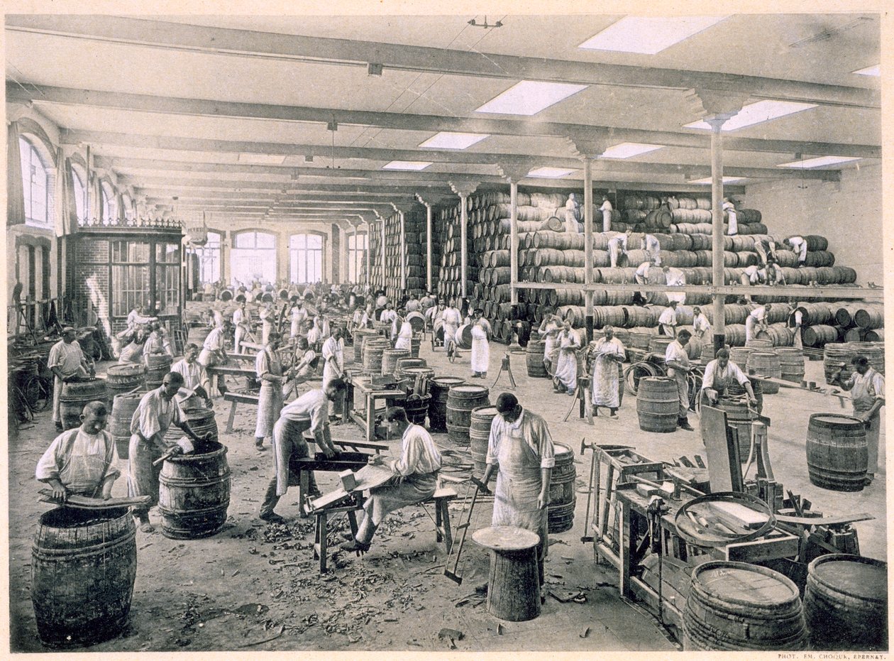 Konstrukcja beczek, z "Le France Vinicole", wyd. przez Moet und Chandon, Epernay (fotolitografia) autorstwa E.M. Choque