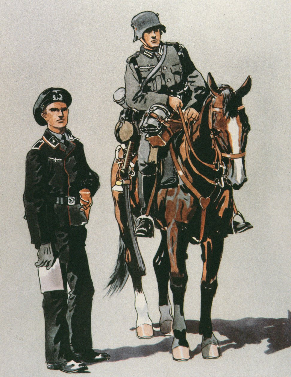 Oficer czołgu i żołnierz konny Armii Niemieckiej autorstwa E. (after) Dobrich