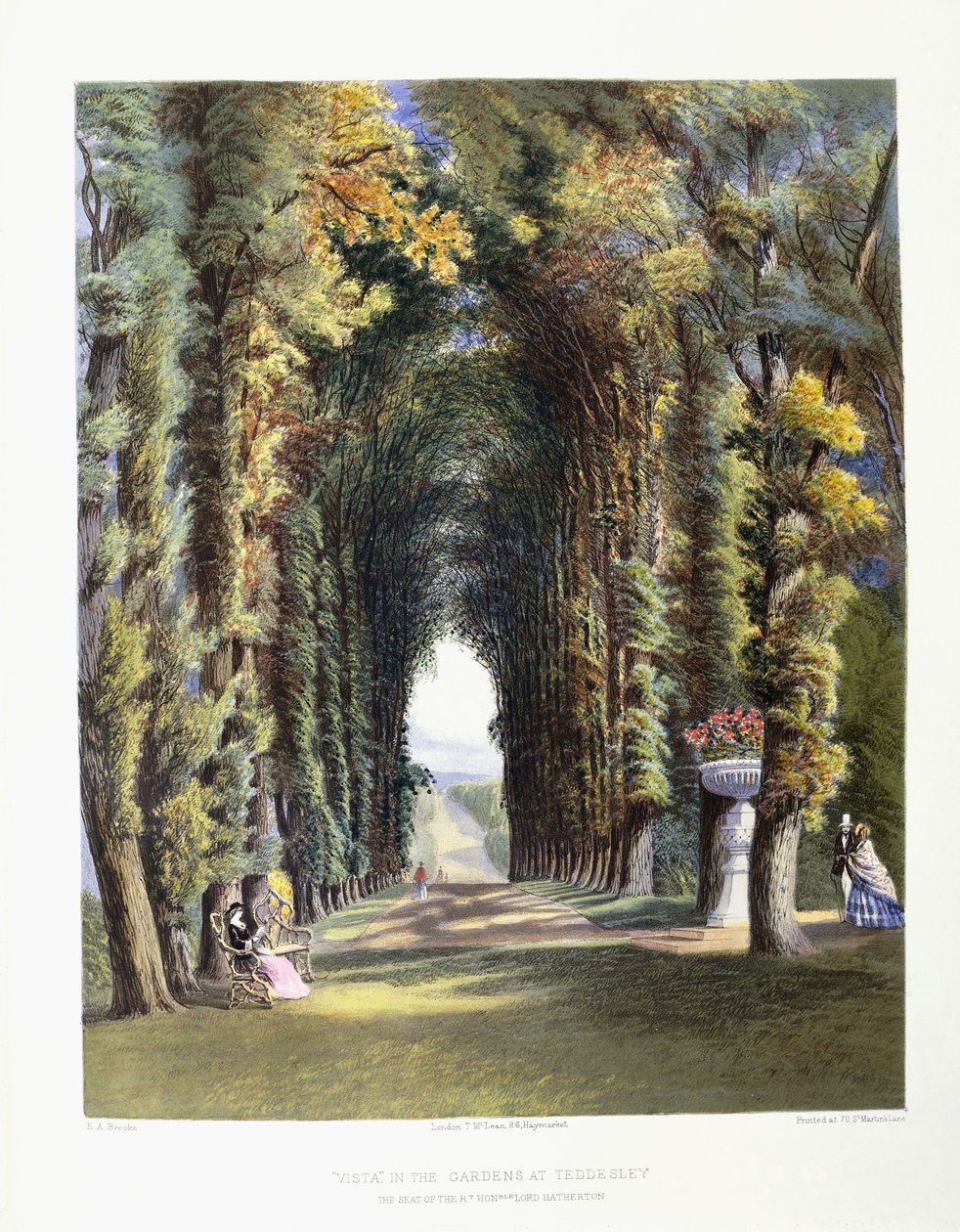 Vista” w Gardens of Teddesley, siedziba szanowanego lorda Hathertona, 1857 r autorstwa E. Adveno Brooke