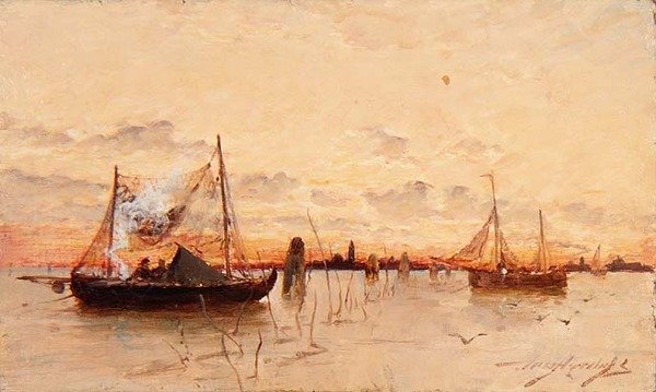 Zachód słońca nad Zalewem autorstwa E. Aubrey Hunt