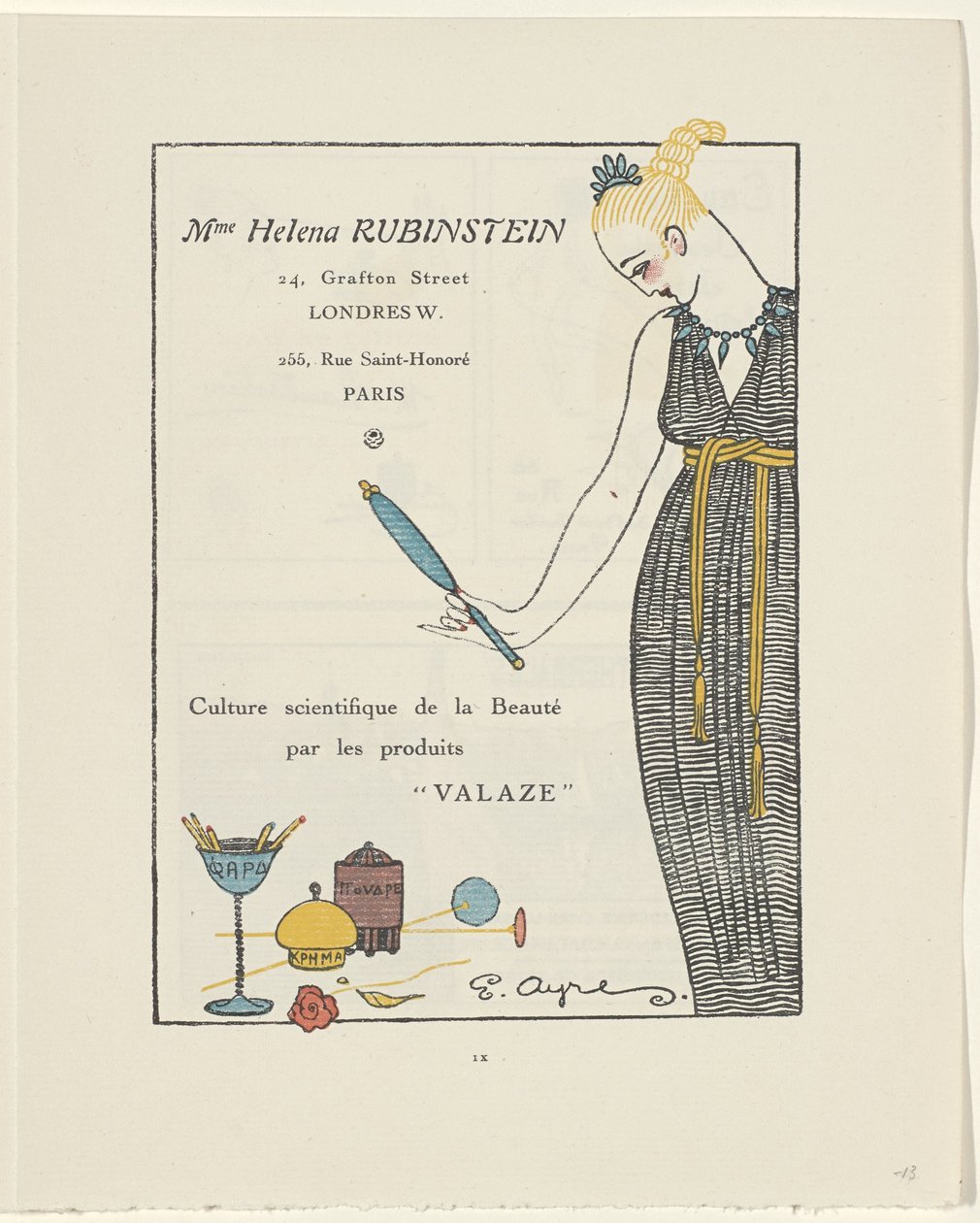 Gazette du Bon Ton, 1914 - nr. 6, s. IX: Reklama Helena Rubinstein (tytuł na obiekcie) autorstwa E. Ayres