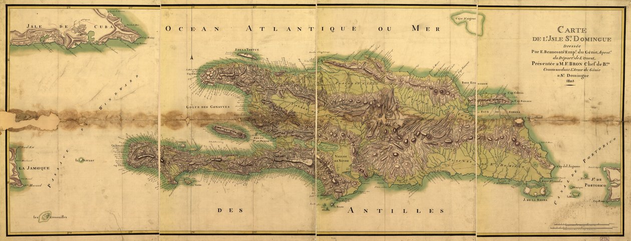 Mapa Wyspy Santo Domingo autorstwa E. Beaucosté