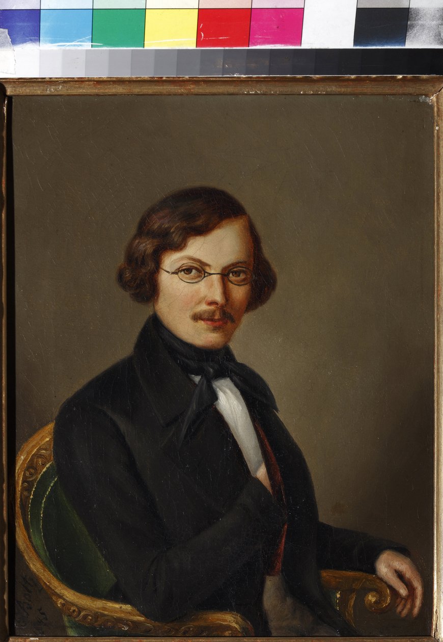 Portret autora Nikołaja Gogola (1809-1852) par. Boltz E. (czynny poł. XIX w.). olej na płótnie autorstwa E. Boltz