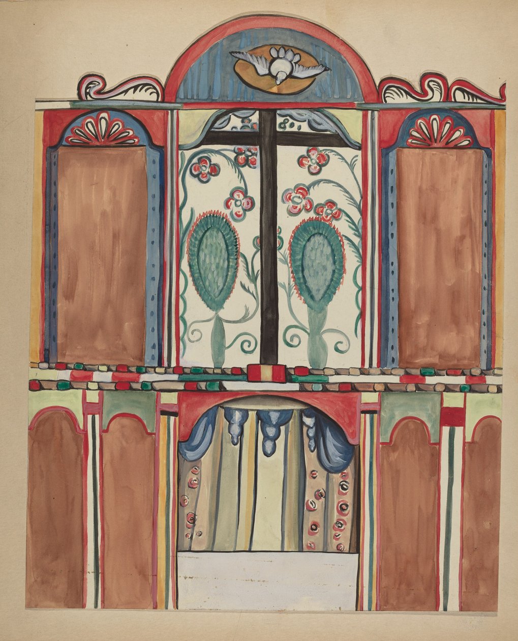 Główne Reredos w kościele Santa Cruz, hrabstwo Santa Fe autorstwa E. Boyd