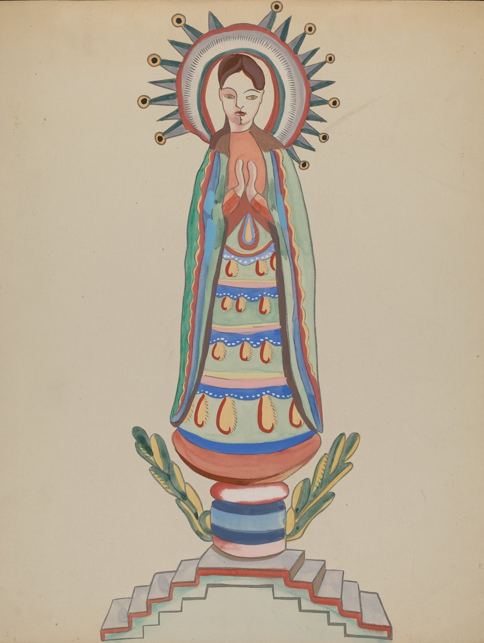 Nowy Meksyk, „Bulto”, Polichromowana drewniana figura autorstwa E. Boyd
