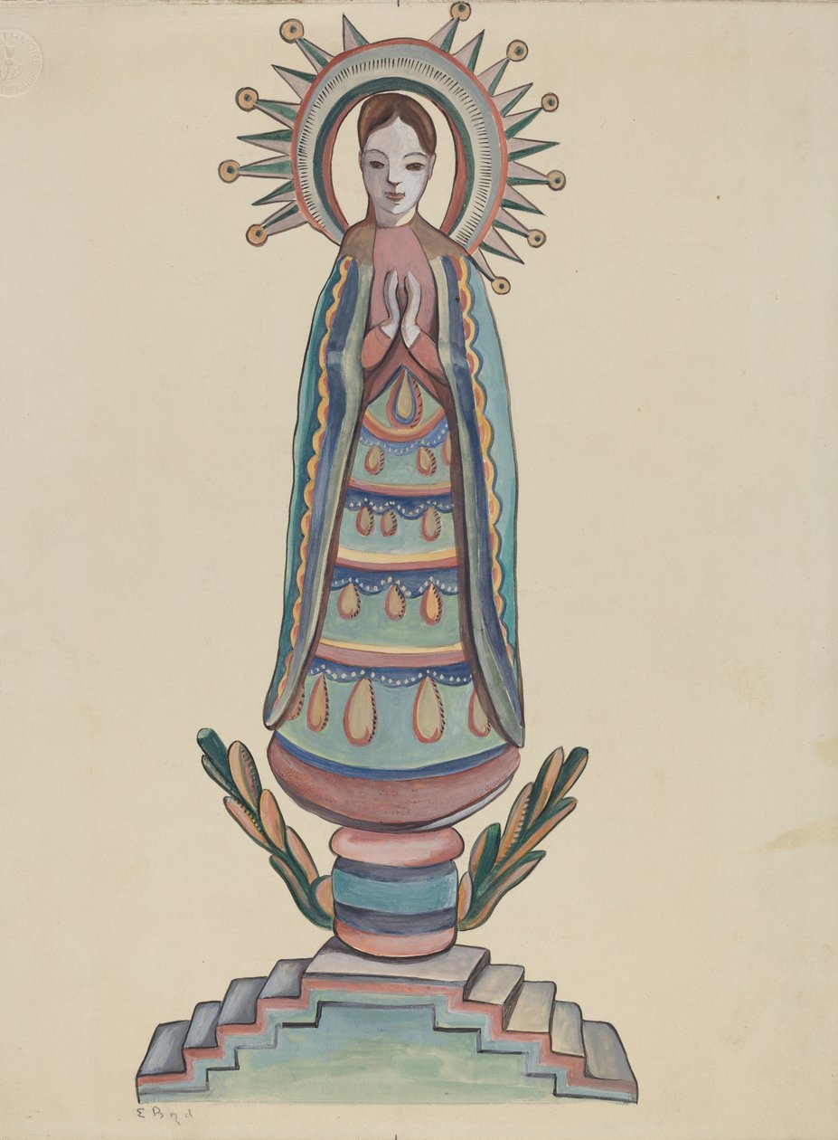 Nowy Meksyk, Bulto, Polichromowana drewniana figura, 1935-1942. autorstwa E. Boyd
