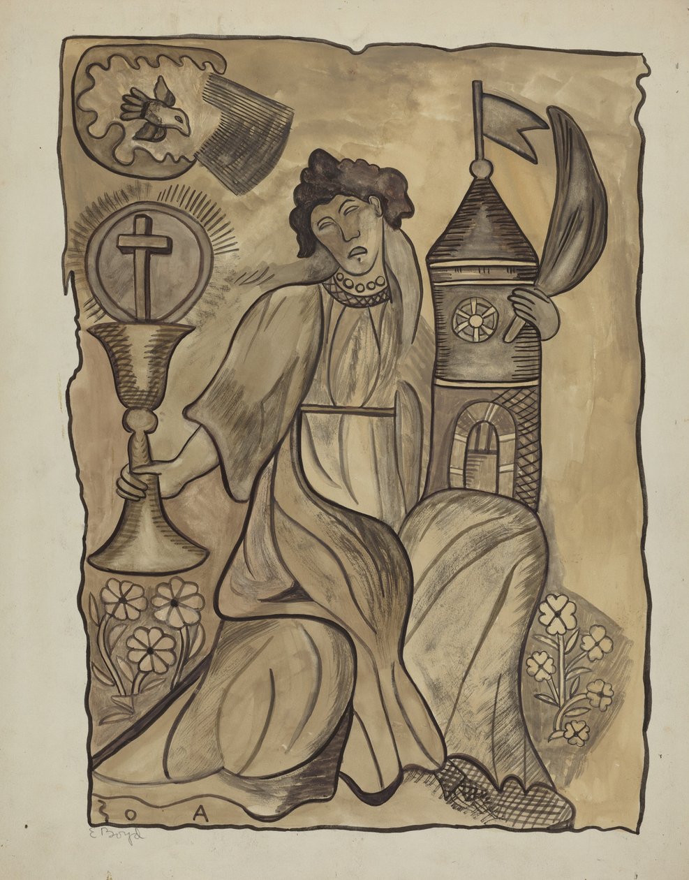 Wiszące na ścianie Santa Barbara, ok. 1930 r. 1936. autorstwa E. Boyd
