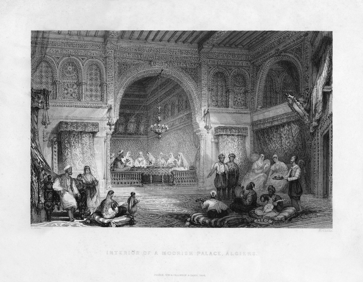 Wnętrze pałacu Maurów, Algier, Algieria, 1839 autorstwa E. Challis