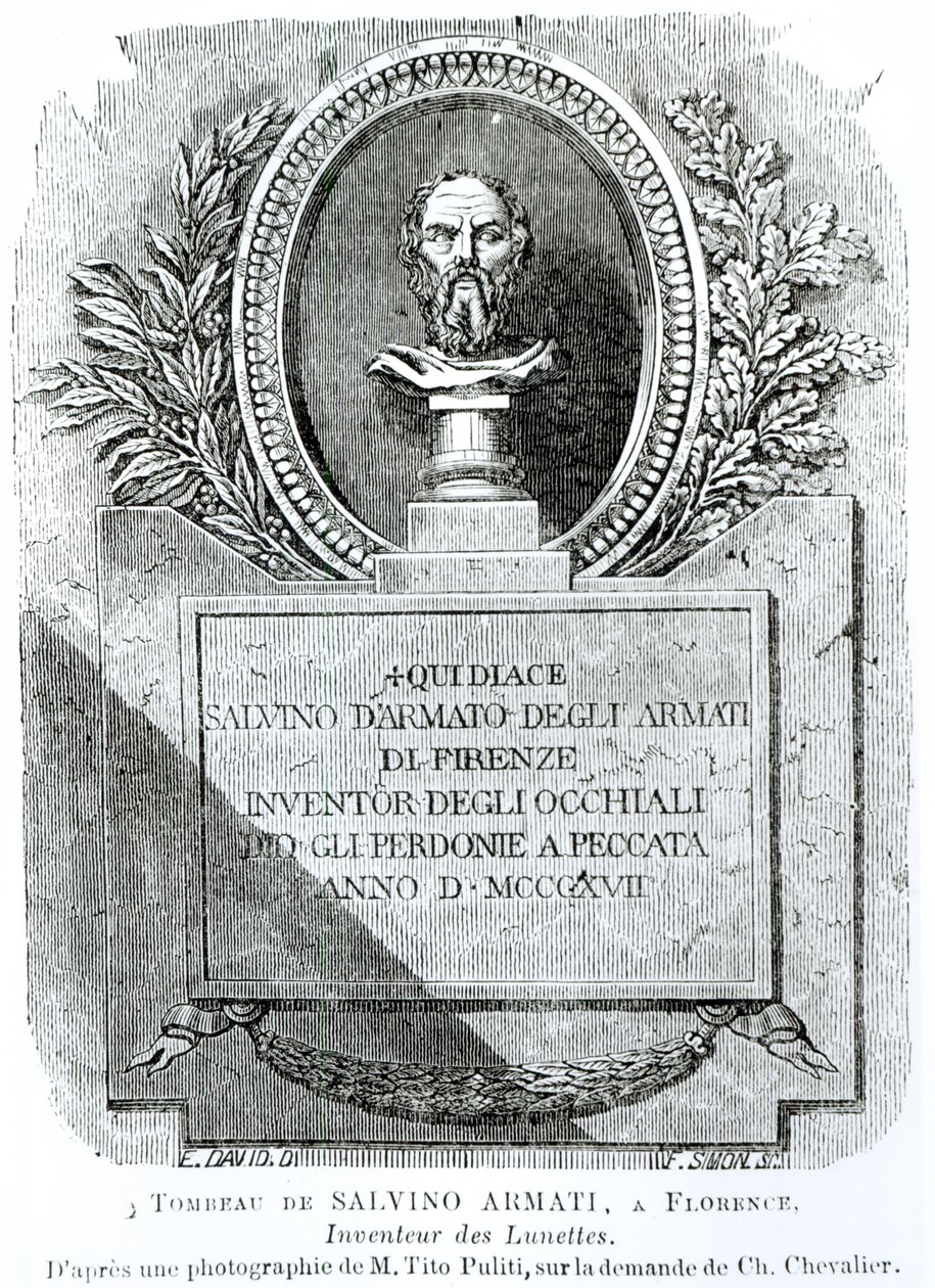 Grób Salvino Armati (zm. 1317), ryty przez F. Simona, frontyspis z „Hygiene de la Vue”, Arthur Chevalier (1830-72) 1861 autorstwa E. David