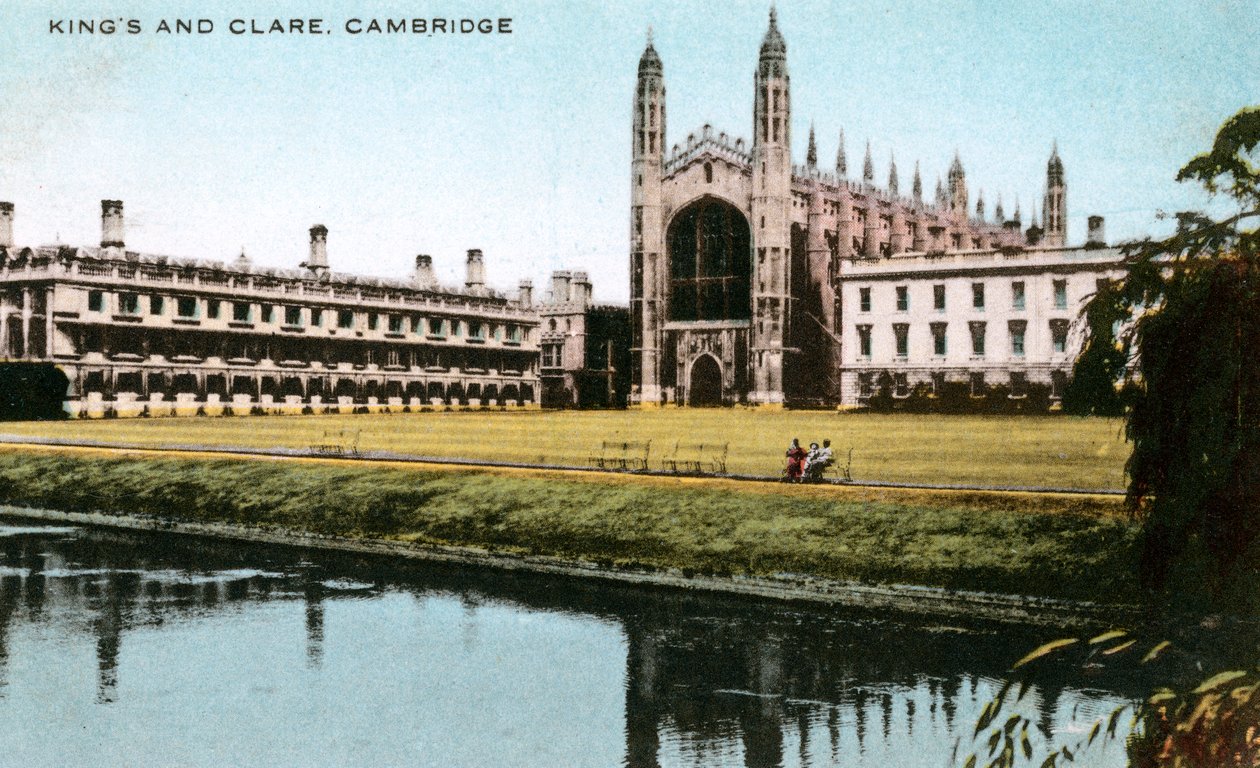 Kings and Clare Colleges, Cambridge, Cambridgeshire, początek XX wieku. autorstwa E. Dennis