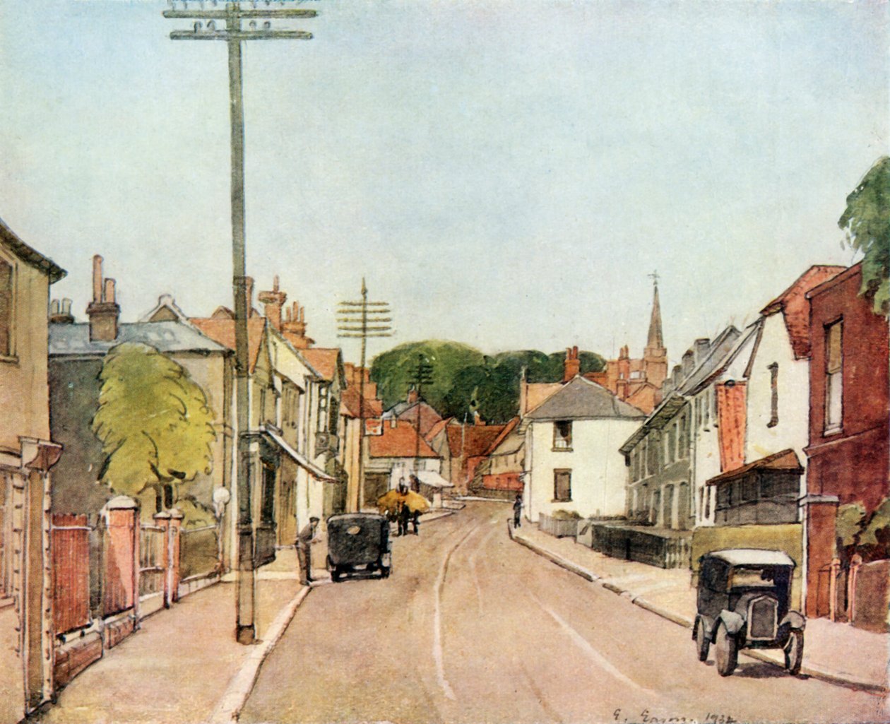 „Wioska Essex: ulica Ongar High Street”, 1943. autorstwa E. Eason