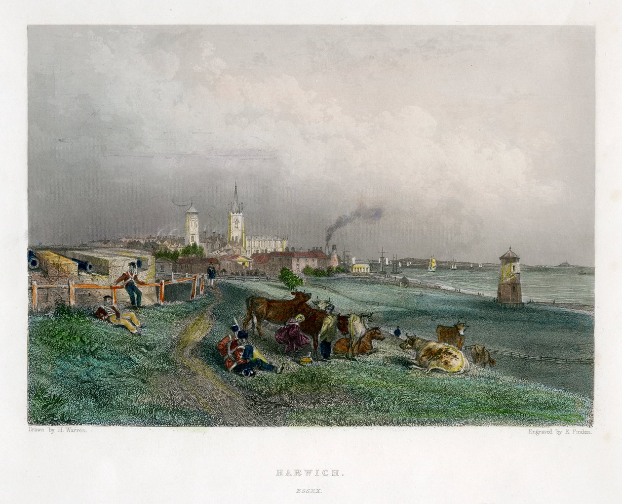 Harwich, Essex, XIX wiek. autorstwa E. Finden