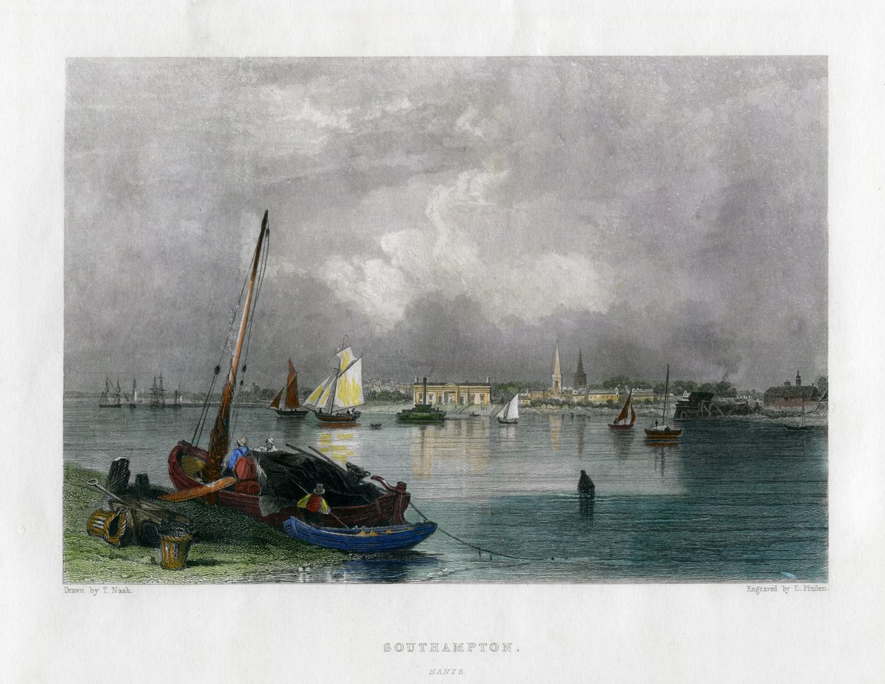 Southampton, Hampshire, XIX wiek. autorstwa E. Finden