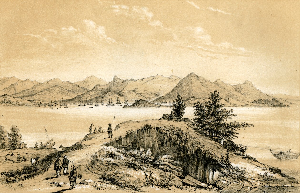 Zatoka i wyspa Hongkongu, 1847 autorstwa E Gilks