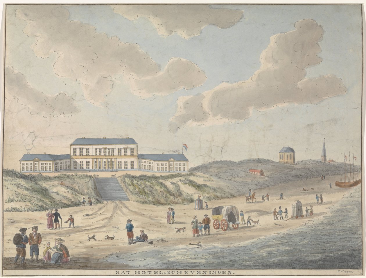 Zły hotel w Scheveningen Bat Hotel w Scheveningen (tytuł na obiekcie) autorstwa E. Huygens