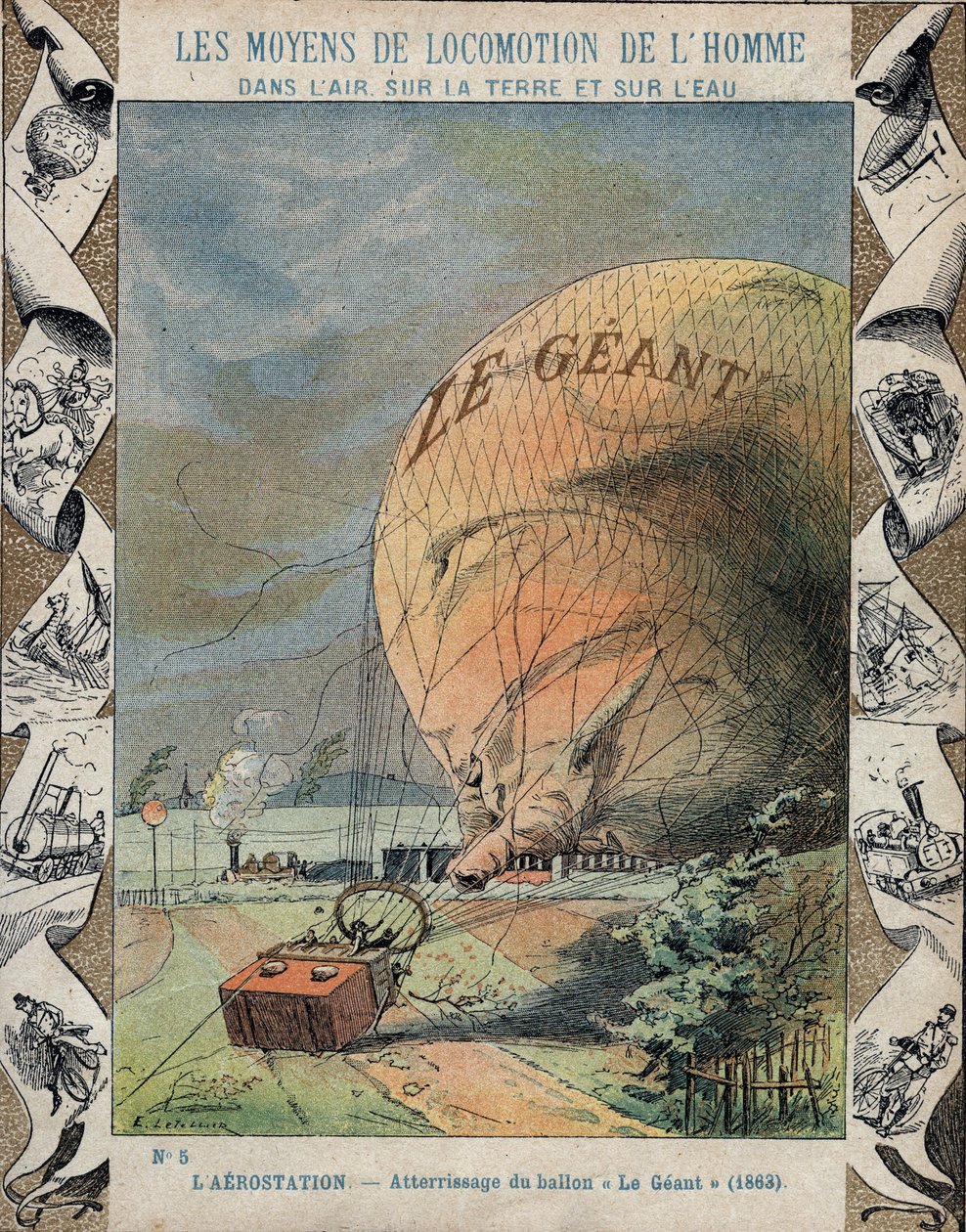 Upadek aerostatu Le Giant w pobliżu Hanoweru – październik 1863 r. autorstwa E. Letellier