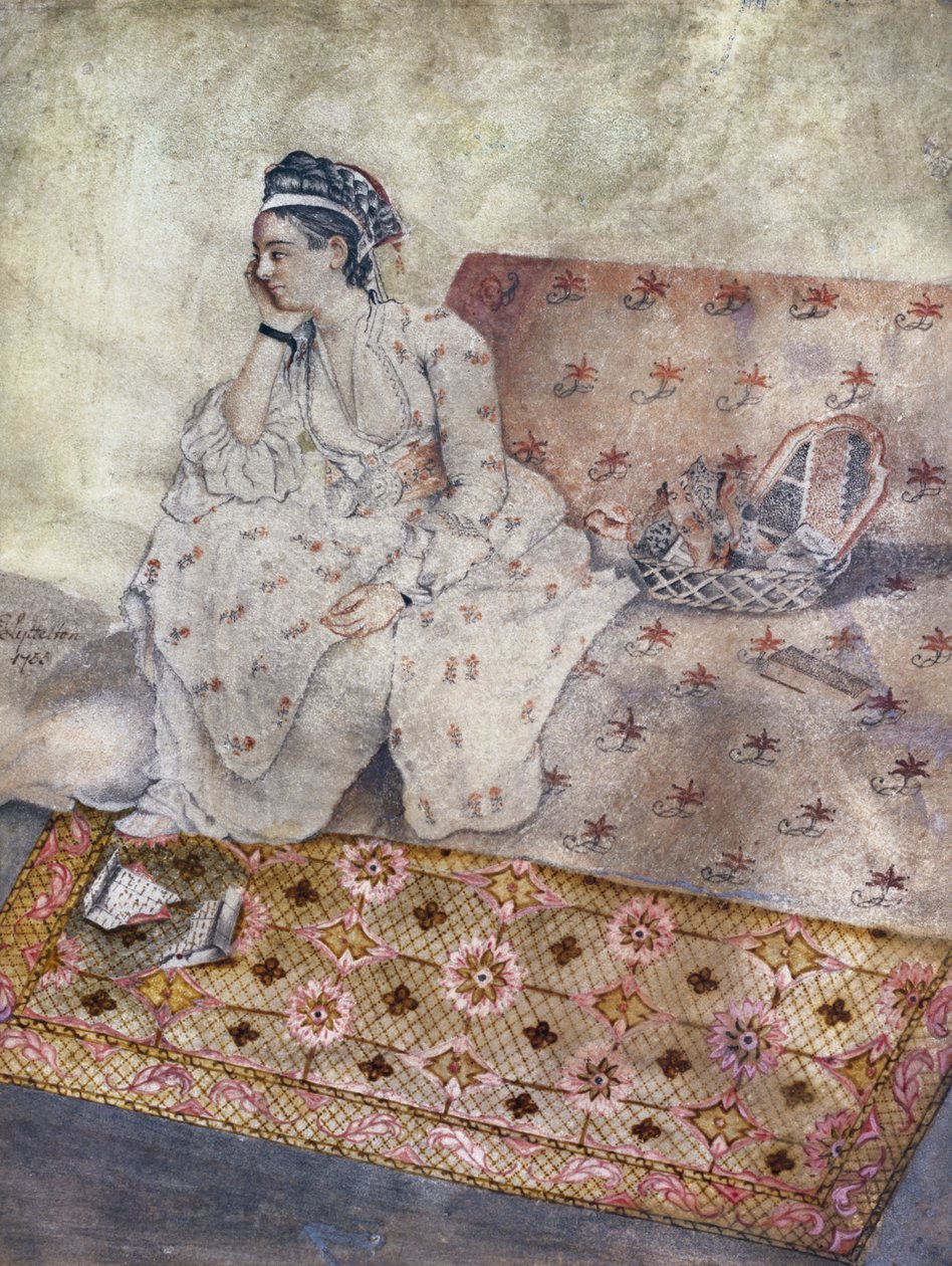 Portret Mary Gunning, hrabiny Coventry, wg rysunku Jean-Etiene Liotard, 1755 (wc na papierze) autorstwa E. Lyttleton