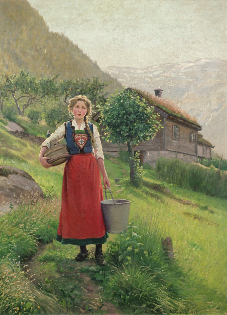 Letnia dziewczyna z górskich pastwisk autorstwa E. Normann