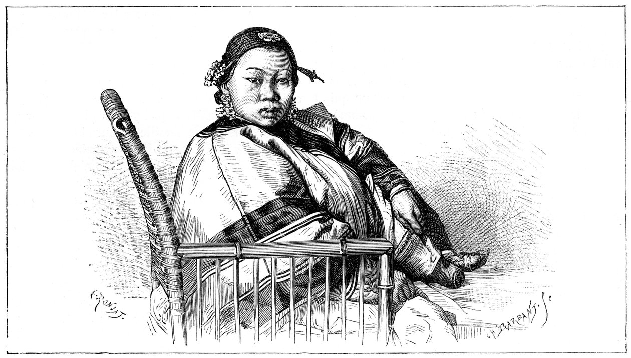 Kobieta ze związanymi stopami, Chiny, XIX w. autorstwa Etienne Antoine Eugene Ronjat