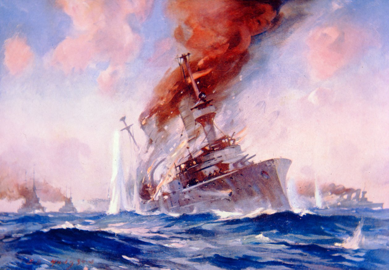 Bitwa o Falklandy: Zatonięcie Scharnhorst autorstwa E. S. (after) Hodgson