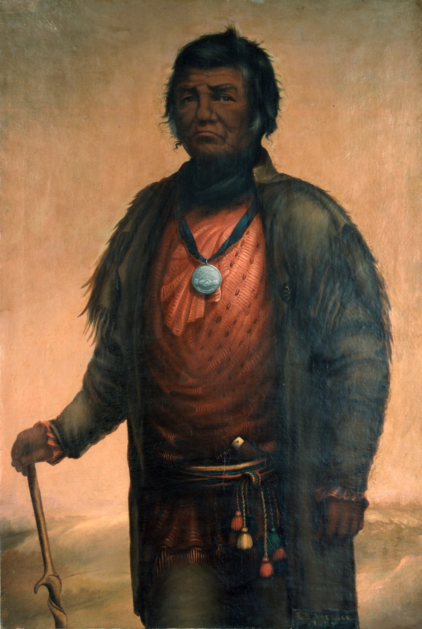 Portret Shabbony, wodza Potawatomi, 1859 autorstwa E. S. Webber