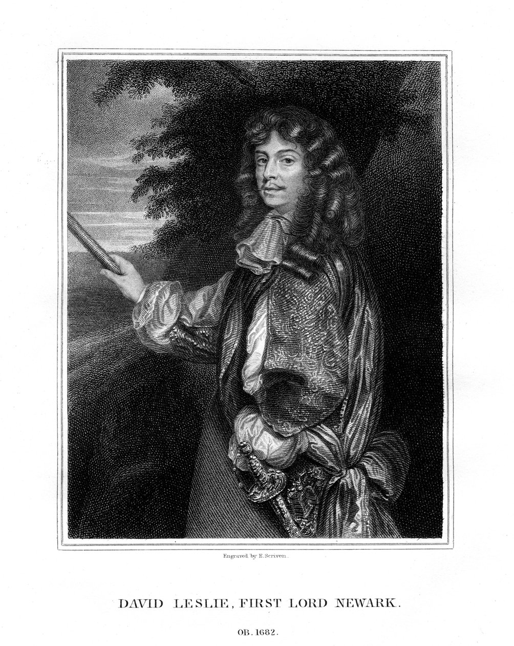 David Leslie, Lord Newark, szkocki oficer kawalerii, 1827. autorstwa E. Scriven