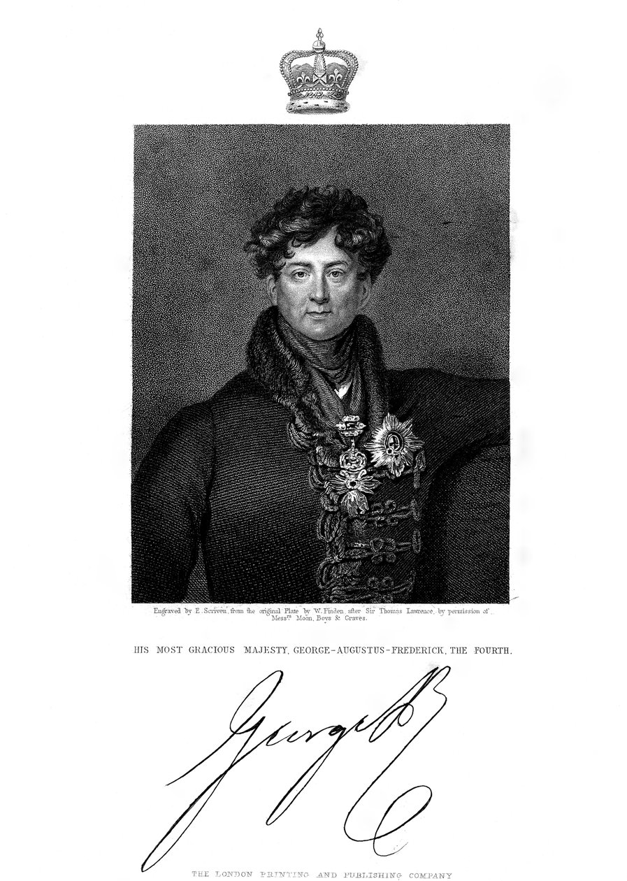 Jerzy IV, król Wielkiej Brytanii i Irlandii oraz Hanoweru, XIX wiek. autorstwa E. Scriven