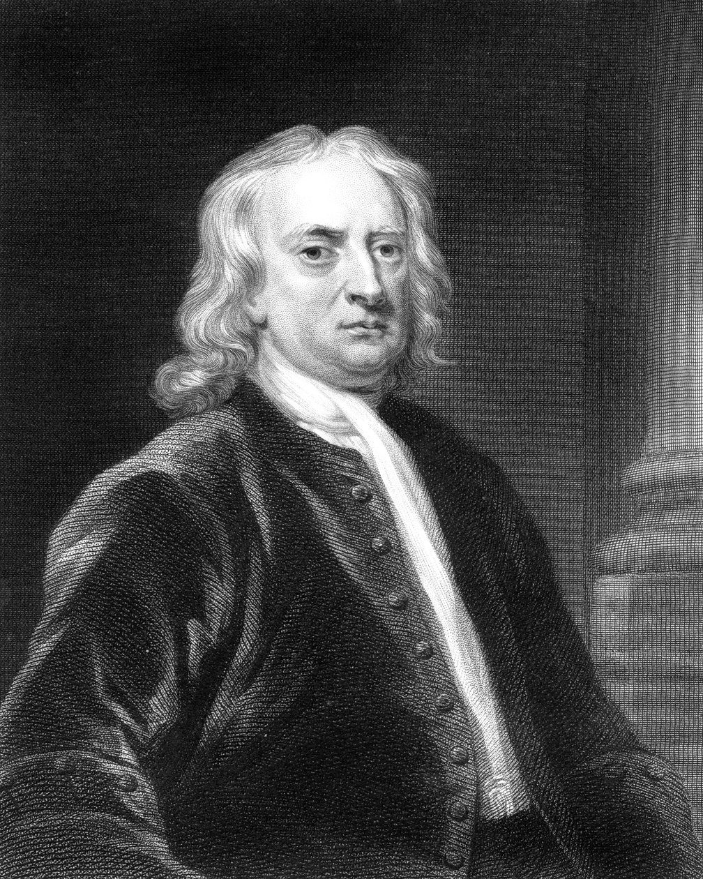 Isaac Newton, angielski matematyk, astronom i fizyk, 1818. autorstwa E. Scriven