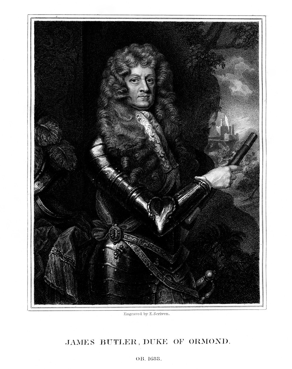 James Butler, 1. książę Ormonde, anglo-irlandzki mąż stanu i żołnierz, 1824. autorstwa E. Scriven