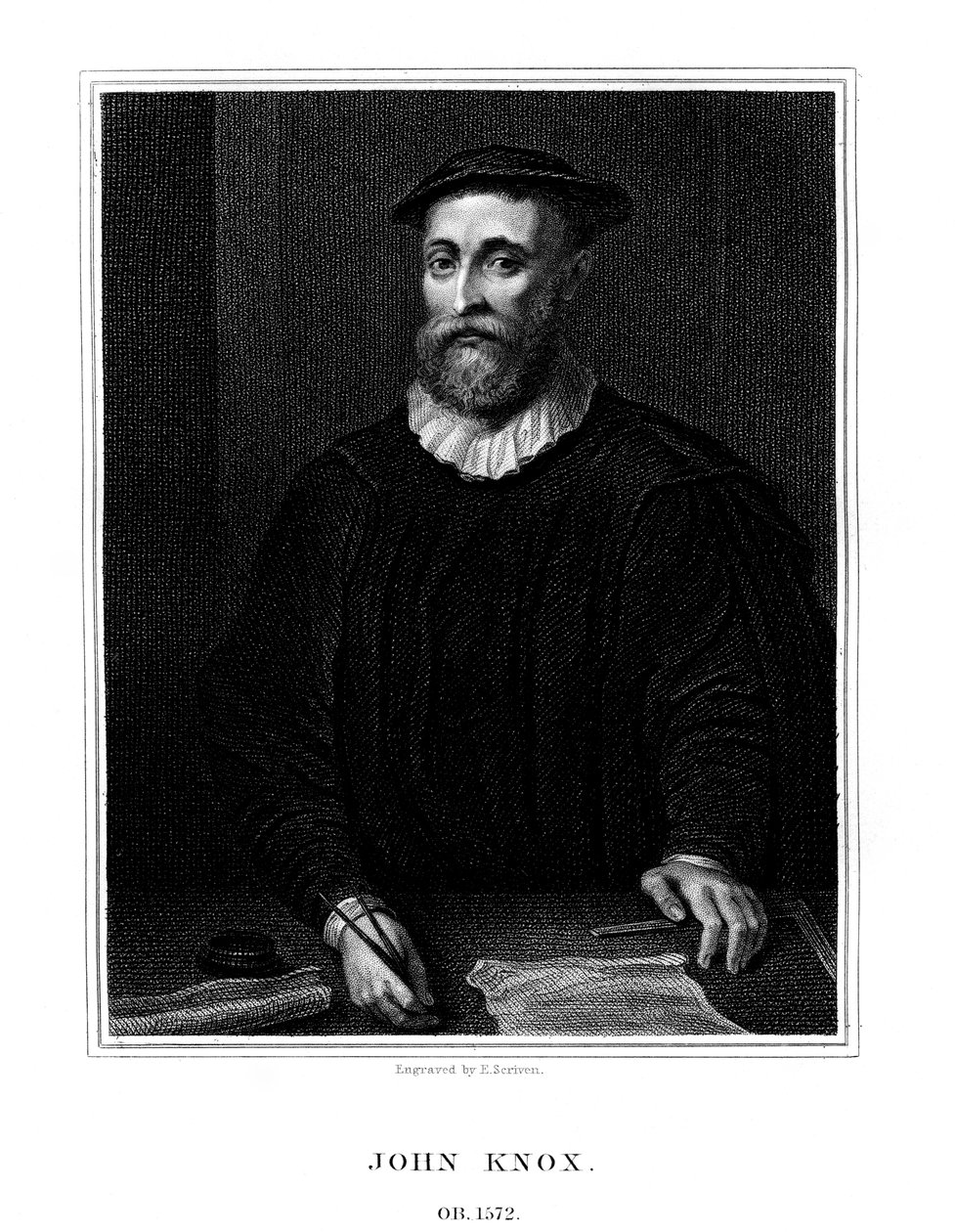 John Knox, szkocki reformator religijny, 1825. autorstwa E. Scriven