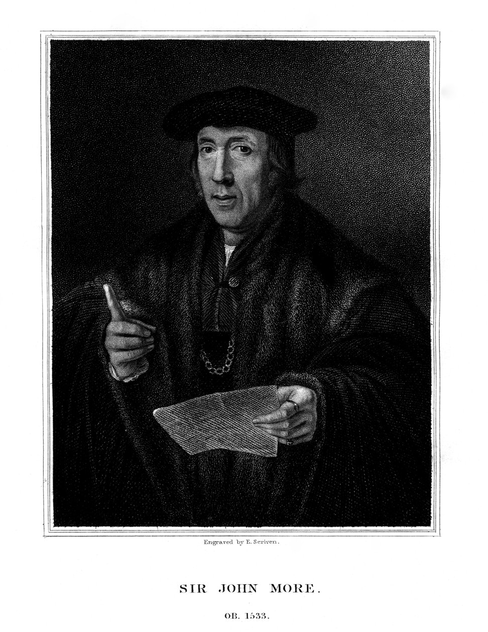 Sir John More, angielski prawnik, 1826. autorstwa E. Scriven