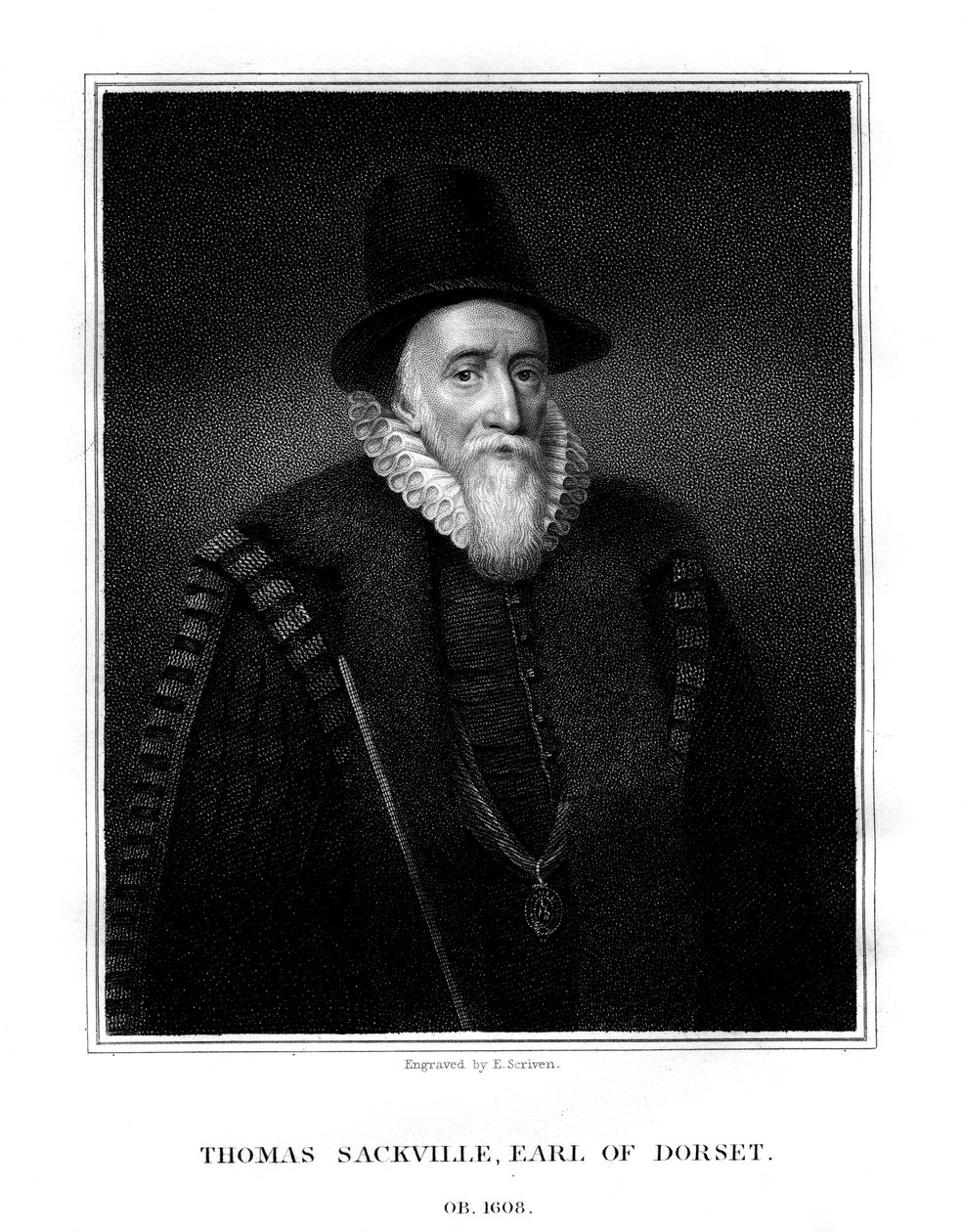Thomas Sackville, 1. hrabia Dorset, angielski mąż stanu i poeta, 1824. autorstwa E. Scriven