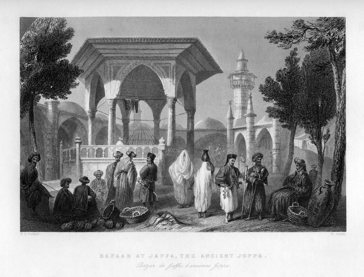 Bazar w Jaffie, starożytna Joppa, Palestyna Izrael, 1841. autorstwa E. Smith