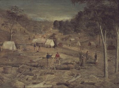 Obóz górniczy w Bathurst, ok.1851 autorstwa E. Tulloch