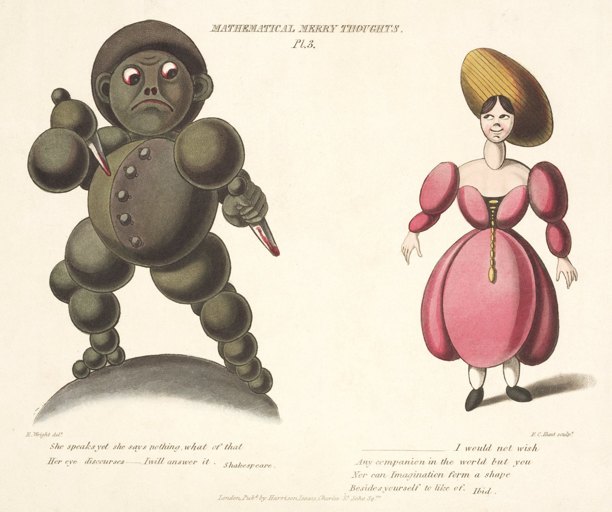 Pl.3 z Mathematical Merry Thoughts, grawerowane przez F.C. Polowanie, ok.1820-30 autorstwa E. after Wright