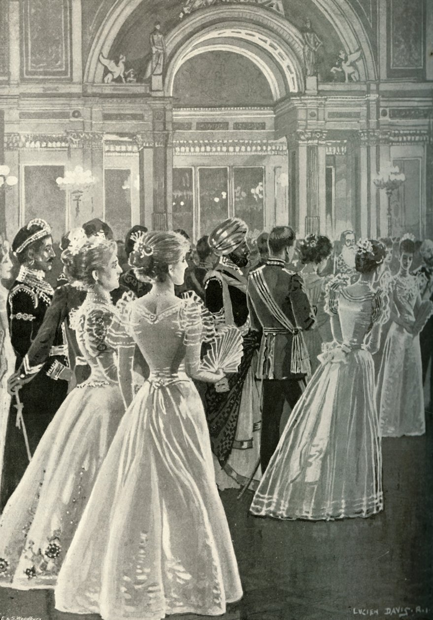 Recepcja państwowa w Pałacu Buckingham: Wejście księcia i księżnej Walii, c1897 autorstwa E. and S. Woodbury