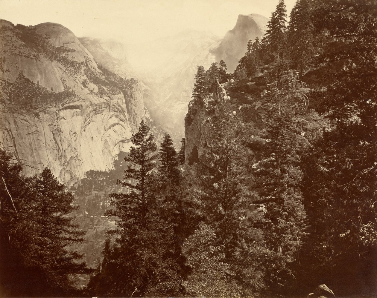 Kanion Tenaya z Union Point, Valley of the Yosemite, 1872. autorstwa Eadweard Muybridge